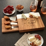 eat, drink and be married marble wood cheese board